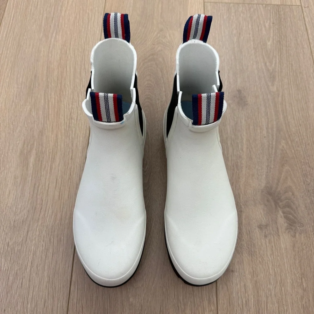 SeaVees Bolinas Off Shore Boot White Salt Rubber Rain Boots Womens 9 Chelsea Lug
